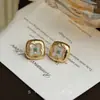 Pendientes Cuadrados Cepillados de Diamante Azul Estilo Corte Francés, Pendientes de Diseño de Nicho Retro de Lujo Ligero, Accesorios para Orejas Extremadamente Hermosos