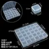 Caja de almacenamiento de escritorio de plástico con rejilla, 10, 15 y 24 botones transparentes, para accesorios de pesca, joyería y cosméticos.