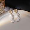 Pendientes de perlas barrocas plisadas con aguja de plata, pendientes elegantes y modernos de moda coreana, pendientes con borlas elegantes y ligeros de lujo.