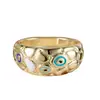 Anillo Ojo de Demonio Dorado Luochen, Anillo con Textura de Escamas Esmaltadas Gota de Aceite, Anillo Estilo Étnico Vintage para Dedo Índice, Venta al por Mayor