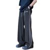 Pantalones casuales de rayas retro de estilo americano para hombre, de marca de moda de verano, finos, de secado rápido, de seda helada, de pierna recta y pierna ancha.