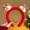 Bonita diadema de peluche roja con forma de cachorro, antideslizante, con diseño de oso de dibujos animados, súper linda.