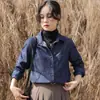 Foto Real de Camisa Jeans Vintage para Mulheres, Jaqueta Fina, Cardigã, Manga Longa, Design Único, Top em Camadas, Novo Azul 2025