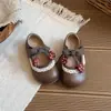 Zapatos de Caminar para Niñas con Estampado de Cerezas, Zapatos de Princesa para Niños Pequeños, Zapatos Individuales de Suela Suave, Zapatos Mary Jane para Primavera y Otoño, Lindos Zapatos de Cuero para Niñas Pequeñas