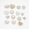 Botones Metálicos de Alta Gama en Forma de Corazón, Botones de Corazón de Perlas Incrustadas con Diamantes Estilo Pequeño Fragante, Botones Decorativos para Camisa Chaqueta