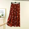 Saia Longa de Algodão Floral para Verão Feminina, Cintura Alta Elástica, Modelo Evasê, Tamanho Plus Size Solta, Comprimento Nove Pontos