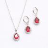 Gotas de água Terno multicolorido Estilo coreano Moda simples Colar de diamantes microincrustados Brincos Conjunto de joias de duas peças Joias femininas