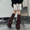 Pierneras de Punto Rojas de Borde Enrollado para Año Nuevo Color Sólido Estilo JK Retro Pierna Ancha Estilo Festivo Calcetines Slouch Simples Cubrecalcetines Cálidos y que Mejoran el Tono de Piel