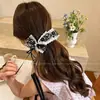 Presilha de Cabelo de Luxo para Mulheres com Cabelo Grosso, Estilo Chanel, Laço Melard, Presilha Banana, Elegante Meio Preso, Grampo de Cabelo de Bolinhas