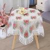 Mantel Floral de Lujo Personalizado con Encaje de Punto de Cruz, Adecuado para Mesas de Café, Mesas de Comedor y Mesitas de Noche, Cubierta de Algodón a Prueba de Polvo para Mesa Redonda Pequeña