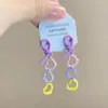 Corea del Sur Dongdaemun Globos de Amor Esmaltados de Colores Hebilla de Oreja de Perro Pendientes de Corazón Dulce y Femenino Pendientes Texturizados