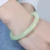 Pulseira redonda fina cor água clara jade Hetian Xinjiang pulseira de jade para menina fundo gelo água clara pulseira redonda feminina verde material Mongólia Exterior