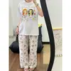 Lindo y adorable estampado de jade dulce de dibujos animados, camiseta casual de verano de manga corta, nuevo conjunto simple, adecuado para usar como prenda exterior