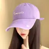 Boné de Baseball Roxo com Bordado de Coração e Carta, Aba Larga, Toque de Luxo, Uso Diário para Cabeças Grandes