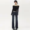 Jeans Acampanados Retro Estilo Americano Talla Extra para Mujer, Nuevos Otoño e Invierno, de Tiro Bajo, Levanta Glúteos, Adelgazantes, Elásticos, de Largo Hasta el Suelo