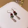 Pendientes de nicho de metal con forma de gota de agua y cristal, con personalidad, de red roja, nuevos, estilo chino, de moda nacional, estilo antiguo, estilo cheongsam, vintage.