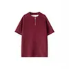 Camiseta de manga corta con cremallera a media altura, retazos y costuras de contraste para hombre y mujer, marca de moda retro americana de verano, holgada y casual