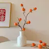 Flor Artificial de Caqui Decoración Ruyi de Caqui Adornos Ramo de Flores Secas Sala de Estar Mesa de Comedor Decoración con Flores Artificiales Adornos de Arreglo Floral