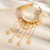 Colección de Pulseras de Brazo, Pulseras Abiertas Metálicas con Flor y Borla Transfronterizas Europeas y Americanas para Mujer, Moda Personalizada, Accesorios de Estilo Marino Sencillo