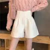 Shorts de lana de color albaricoque para mujer para combinar con botas, pantalones de tiro alto para otoño e invierno, adecuados para usar al aire libre en invierno, shorts de bota para mujeres petite