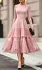 Vestido de Malla de Empalme de Manga Larga Estilo Francés Hepburn de Cuello Redondo para Mujer, Nuevo para Otoño/Invierno 2026