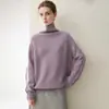 Suéter de cachemira para mujer % cachemira de cabra pura, nuevo suéter de punto cálido casual suelto de cuello alto para otoño e invierno, talla única