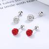 Chengbo Prata 925 Diamante Vermelho Shambhala Bola Tarraxa de Orelha Nicho Brilho Fio de Diamante Conta Unha do Osso da Orelha Joia Simples Feminina