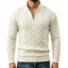 Comercio exterior estilo europeo y americano para hombre, suéter de punto trenzado con media cremallera para otoño e invierno, corte holgado, cuello alto, estilo old money