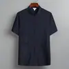 Roupa Tang Masculina de Meia-Idade e Idosos, Blusa de Manga Curta de Verão, Seda Gelada Fina, Hanfu, Roupas de Pai, Avô, Roupas de Avô Masculinas