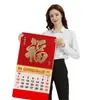 Calendario Chino Estilo Oveja 2027 con Etiqueta de Fortuna de Pan de Oro, Regalo Corporativo al por Mayor, Calendario Grande Desprendible con Estampado Dorado