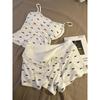Pijama Feminino com Bojo Alças para Verão 2025 Novo Estilo Coreano plus size Roupa de Casa Spice Girl Ajuste Slim terno