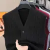 Chaleco de punto con cuello en V sin mangas de venta caliente transfronteriza para hombre, chaleco suéter de moda europea y americana con patrón trenzado