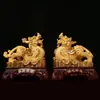 Jishanyuan Venta al por mayor Madera Grano Dinero Pixiu Adornos Regalos de Empresa Hogar Resina Artesanías