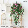 Enredadera artificial de rosa té, guirnalda de flores de rosa, enredadera de flores artificiales, colgante de pared, flor de plástico, decoración de techo, cubierta de tubería de agua de aire acondicionado, parasol