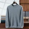 Suéter pullover de cachemira premium engrosado para otoño e invierno, nuevo, corte holgado, para hombre, cuello redondo, manga larga, sencillo, básico de lana