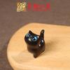 Talla de Sándalo Verde de un Gato Levantando la Cabeza para Mirar el Cielo Estrellado, Pequeño Adorno de Escritorio por Yiming Xianyuan, Mascota Linda
