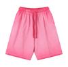 Shorts masculinos de algodão 320g estilo americano com lavagem desgastada, tamanhos grandes, gradiente, lavagem retrô, versão solta