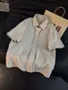 Estilo Coreano Verão Novo Versátil Xadrez Cordão Manga Curta Camisa Masculina Tendência Casual Roupa de Casal Camisa Tendência