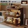 Suporte para Copos de Madeira Maciça Rack de Armazenamento para Máquina de Café Layout de Canto do Café Rack de Armazenamento para Copo de Água Copo de Café Prateleira de Mesa