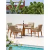 Mesas y Sillas de Teca para Exteriores, Villa en Patio, Mesa Larga de Madera Maciza, Terraza de Jardín Impermeable, Juego de Muebles de Madera Maciza y Mimbre