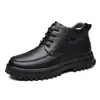 Zapatos de Algodón para Hombre Estilo Papá Zapatos de Cuero Casuales Cálidos con Felpa para Hombre Antideslizantes con Cordones Zapatos de Cuero para Hombre