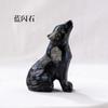 Natural Crystal Wolf animal escultura pedra semi-preciosa etiqueta mineral casa desktop decoração artesanato ornamentos