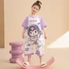 Pijama infantil de uma peça para meninas, verão, algodão, manga curta, à prova de chutes, calça de dormir feminina, saia, mãe e filha, roupa de dois usos