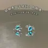 Aretes Ojo de Diablo Azules para Mujer, Aretes Punk de Personalidad Dulce Fresca de Nicho, Aretes de Diseño Simple Único