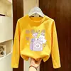 Camiseta de Algodão Puro para Meninas Primavera e Outono, Blusa Básica Elegante de Manga Longa para Crianças Mais Velhas, Coleção Primavera e Outono 2026