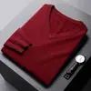 Suéter de Punto para Hombre con Cuello en V, Color Sólido, Moda y Sencillez, Hilo Core-Spun para Hombres Jóvenes y de Mediana Edad