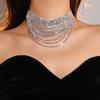 Set de Collar y Aretes de Lujo Europeo y Americano con Brillantes Flores de Diamantes Completos Collar y Aretes de Alta Gama Set de Tres Piezas Joyería Nupcial
