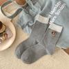 Calcetines Lindos de Cachorro para Mujer, Calcetines de Media Pantorrilla para Otoño e Invierno, Calcetines Holgados Bordados de Dibujos Animados, Bloques de Color Estilo Japonés, Combinados con Zapatillas de Entrenamiento Alemanas, Calcetines Largos