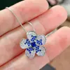 Colar de Florzinha Vermelha com Diamante Pequeno Fresco e Moderno Estilo Influenciador Mais Vendido do Xiaohongshu, Pingente de Pedra Preciosa Diamante Amarelo Safira para Mulheres
