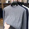 Otoño e Invierno Nuevo Suéter de Punto Trenzado para Hombre Cuello Redondo Moda Color Sólido Prendas de Punto Capa Base Venta al por Mayor de Fábrica